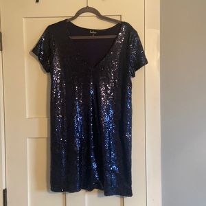 Navy Sparkly T-Shirt Dress